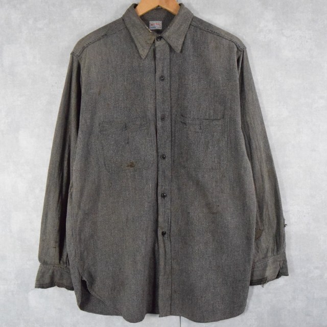 50年代 50s ストアブランド 黒シャン シャンブレー 長袖 ワーク ビッグ