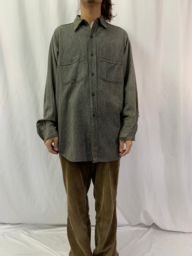 50年代 50s ストアブランド 黒シャン シャンブレー 長袖 ワーク ビッグ