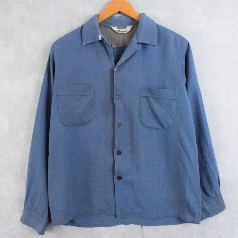 70's 60s 70s 60年代 70年代 開襟 長袖 青 ブルー │ヴィテージ古着屋