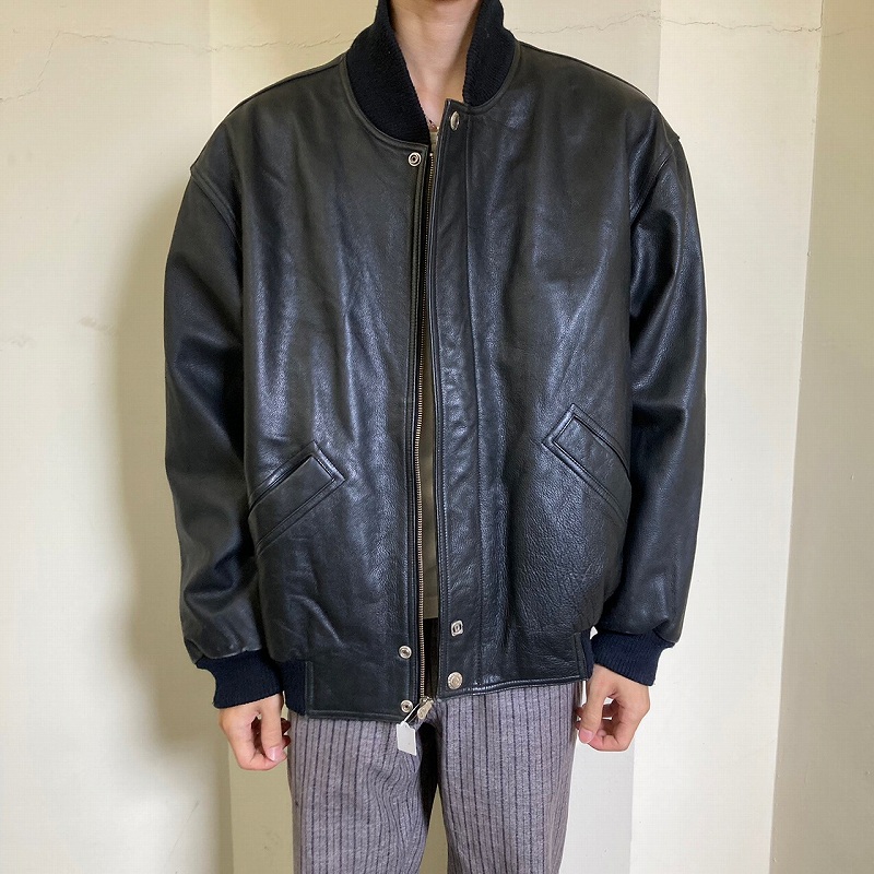 黒 ブラック 革ジャン 本革 │ヴィテージ古着屋Feeet 通販 名古屋 大須