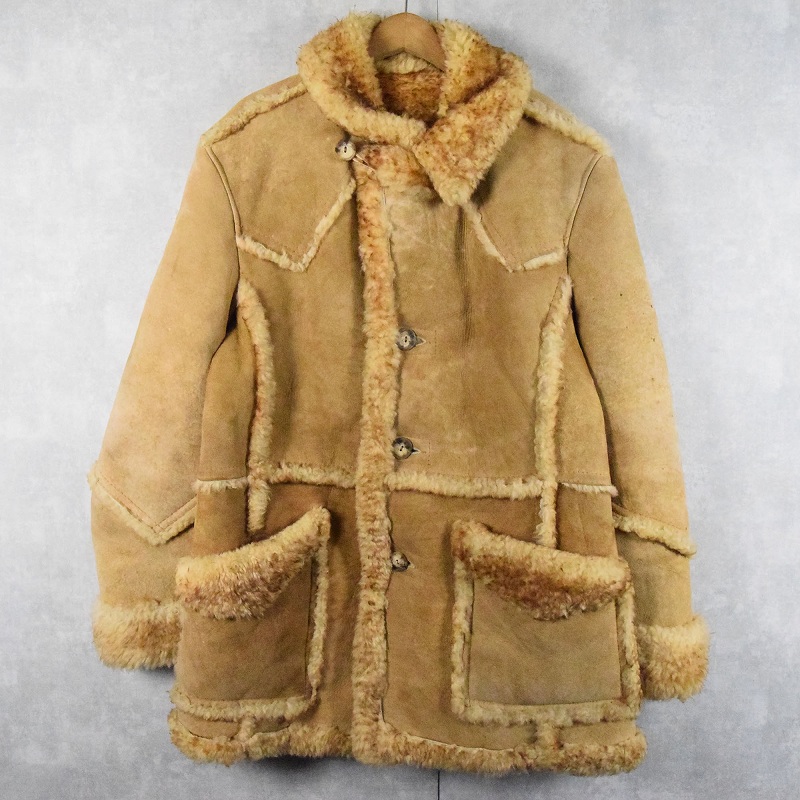 70s 70年代 レザーコート レザージャケット 革 ボア │ヴィテージ古着