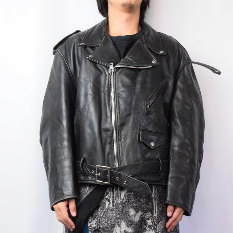 80年代 90年代 80s 90s ライダース 本皮 ショット アメリカ製 ブラック