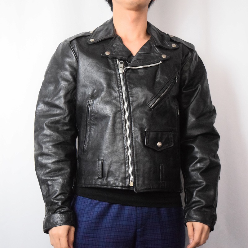 黒 ブラック 70s 80s 70年代 80年代 レザージャケット アメリカ製