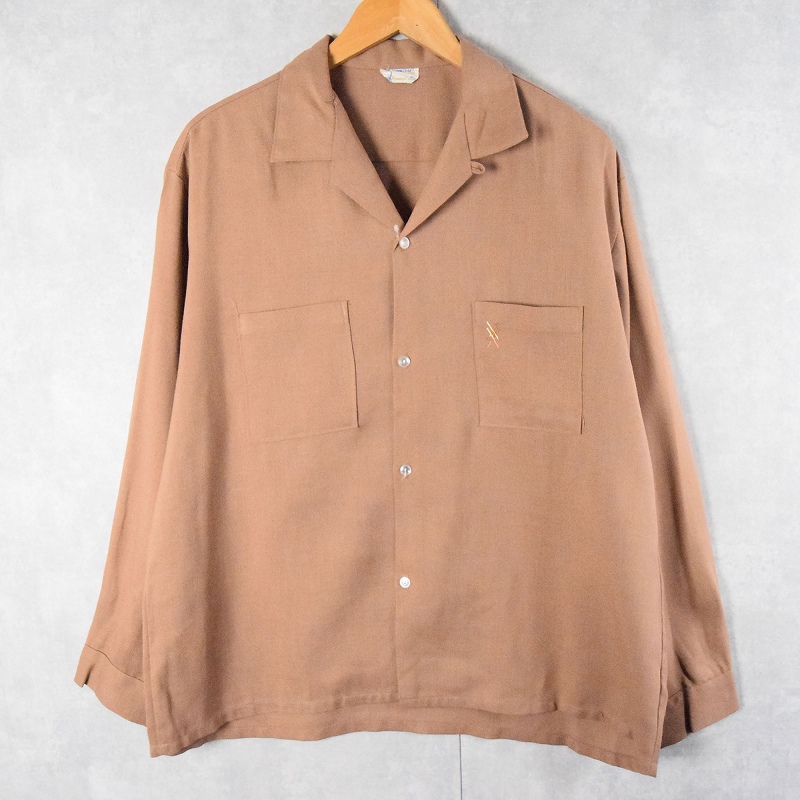 50年代 50s タウンクラフト ぺニーズ ベージュ 長袖 開襟 ストア