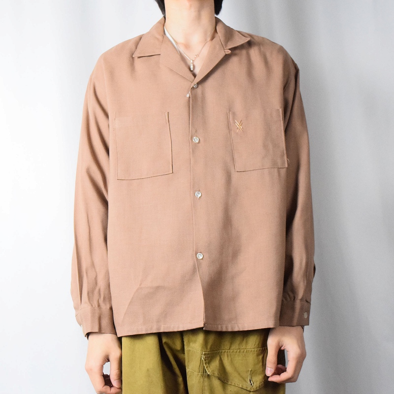 50年代 50s タウンクラフト ぺニーズ ベージュ 長袖 開襟 ストア