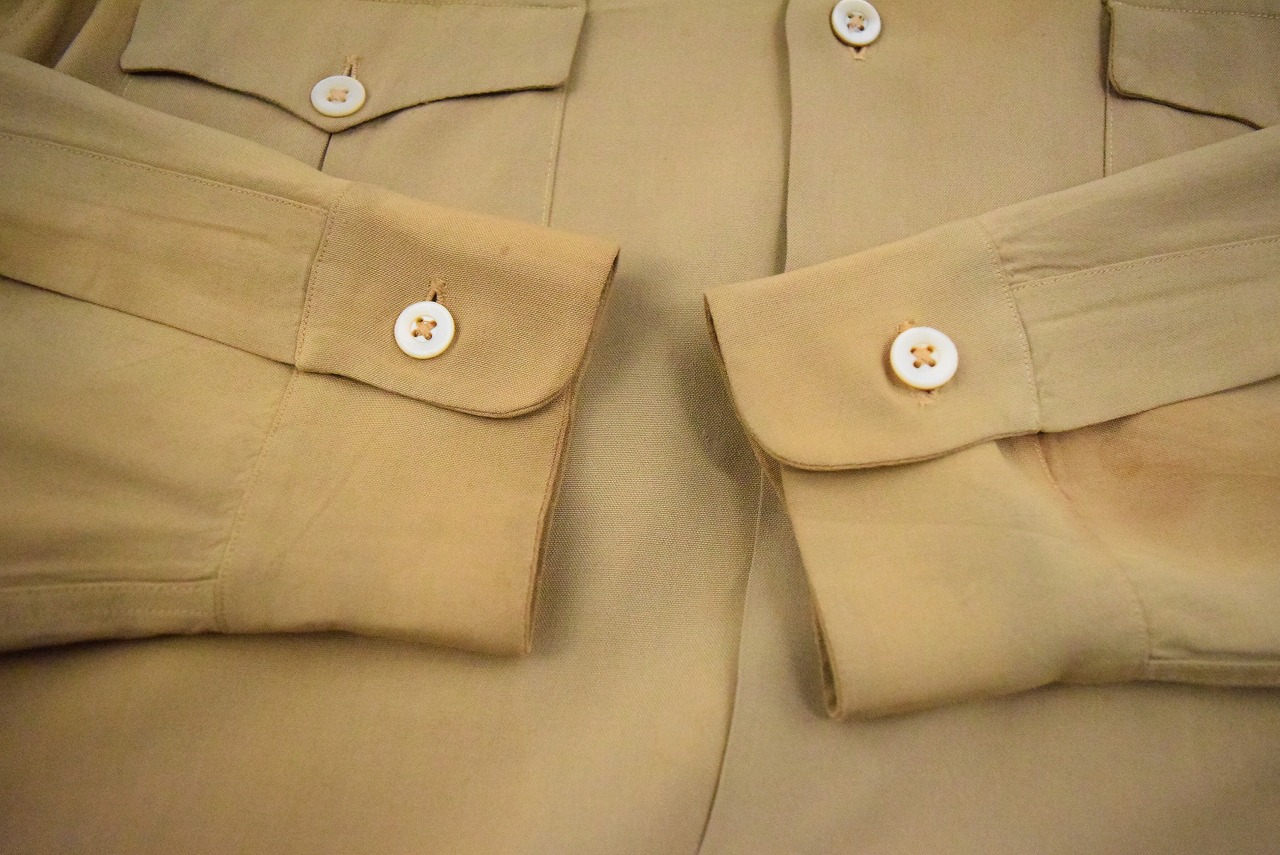 40s 50s 40年代 50年代 長袖 ベージュ レーヨンシャツ | ビンテージ
