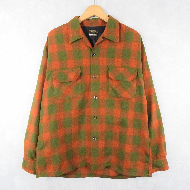70年代 70s 長袖シャツ 開襟シャツ ブレント ループカラー