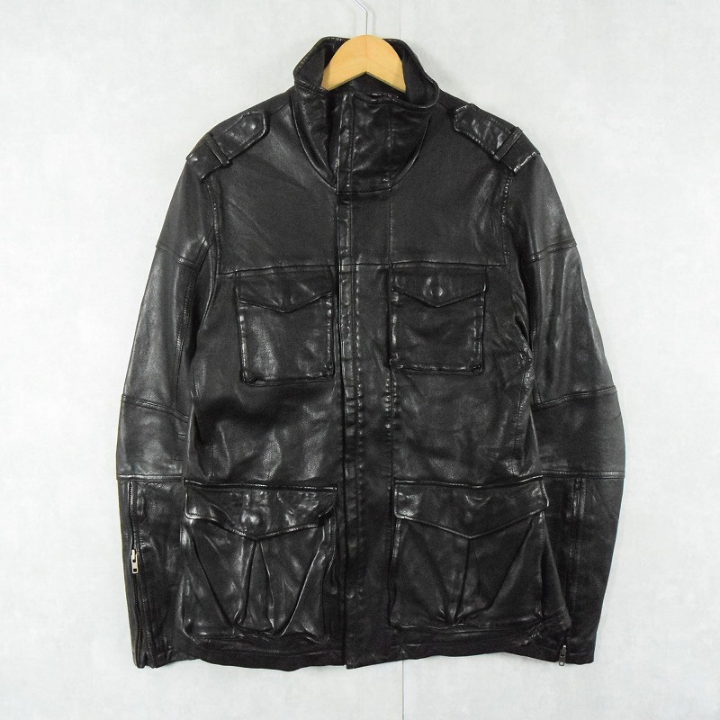 革ジャン レザージャケット ブラック M65 フィールドジャケット