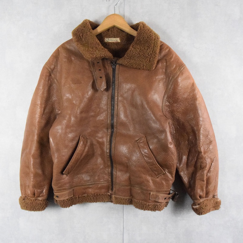 茶色 ブラウン 本革 革ジャン イタリア製 | ビンテージ古着屋Feeet