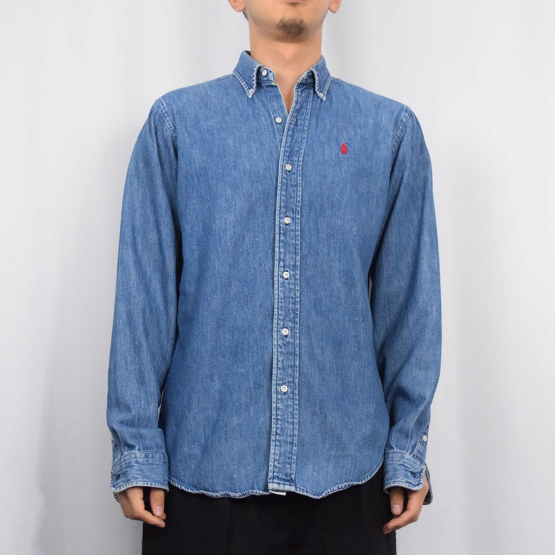 80s 80年代 ポロラルフローレン 長袖 デニムシャツ アメリカ製