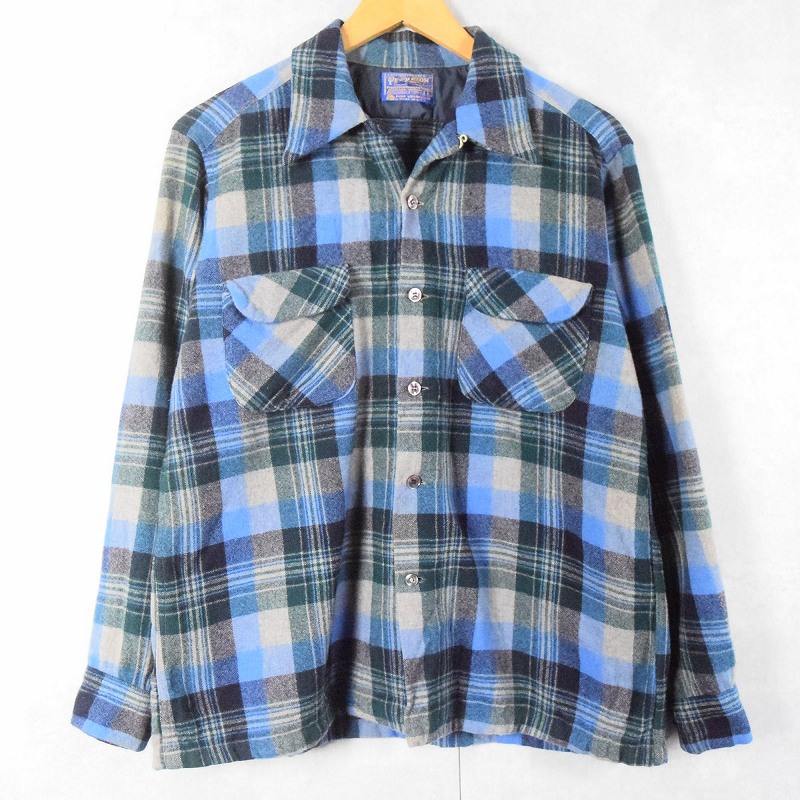 70s 70年代 ペンドルトン 青 水色 ライトブルー ループカラー 長袖