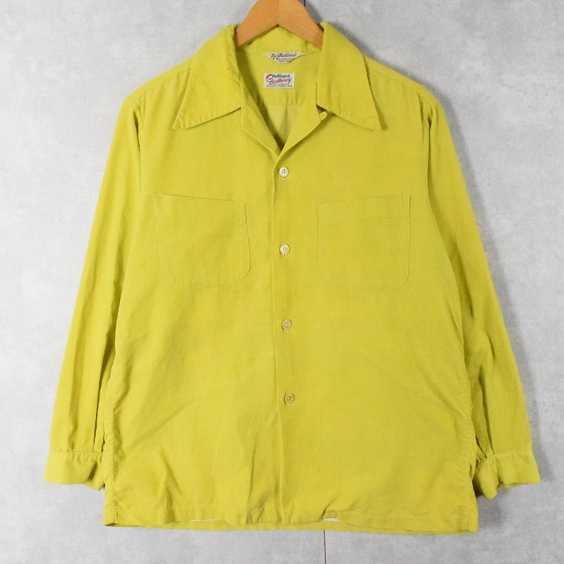 40年代 40s 50年代 50s 開襟シャツ 黄色 イエロー 黄緑 長袖