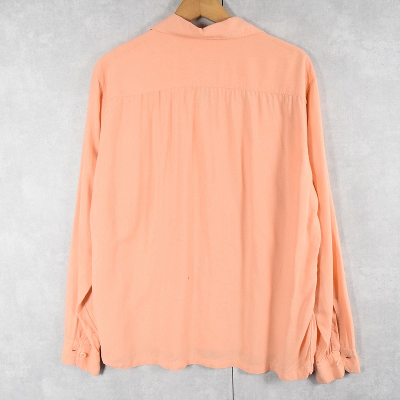 40s 40年代 アロー アメリカ製 レーヨンシャツ 長袖 サーモンピンク