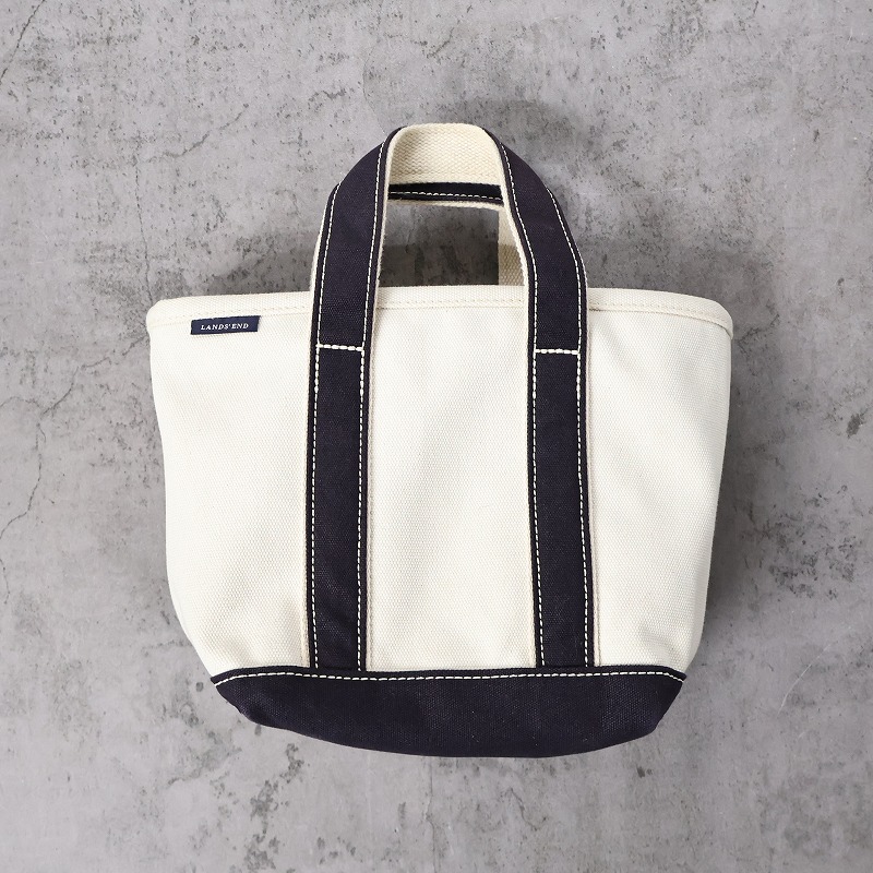 ランズエンド トートバッグ キャンバス コットン 紺 ネイビー