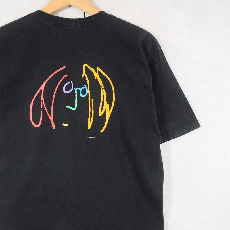 ジョン・レノン オノヨーコ 音楽 イラスト 黒 ブラック 半袖