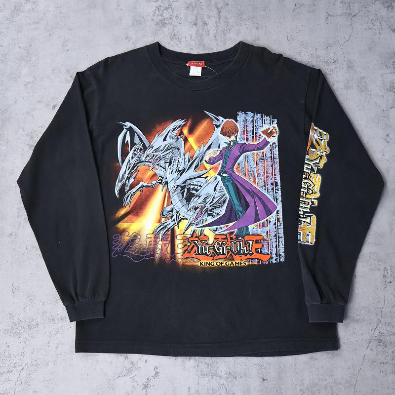 90s 90年代 遊戯王 長袖Tシャツ 黒 ブラック カードゲーム