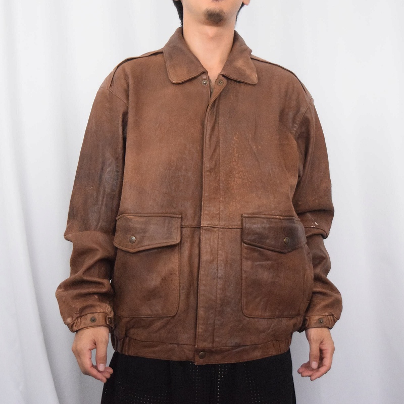 80年代 80s エディバウアー ブラウン 本革 革ジャン │ヴィテージ古着