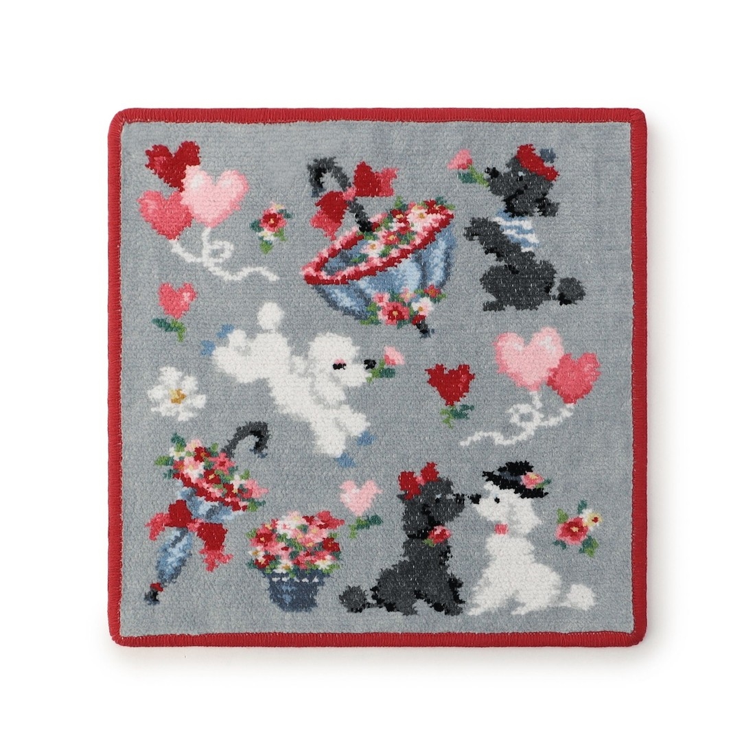 モンプティルル ハンカチ(ライトグレー×レッド): FEILER｜フェイラー