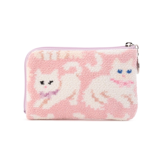モフモフネコチャン L字ポーチ L/MNC-260279(ペールピンク): LOVERARY