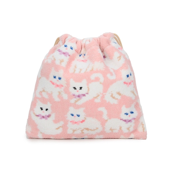 モフモフネコチャン 巾着 L/MNC-260283(ペールピンク): LOVERARY BY