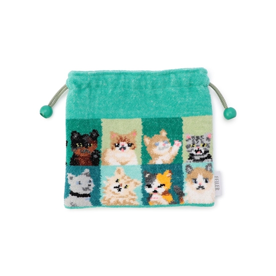 ルック！マイキャット 巾着 MCT-257083(ミディアムグリーン): FEILER