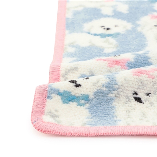 モフモフワンチャン ハンカチ（WEB限定）(ペールブルー×ペールピンク