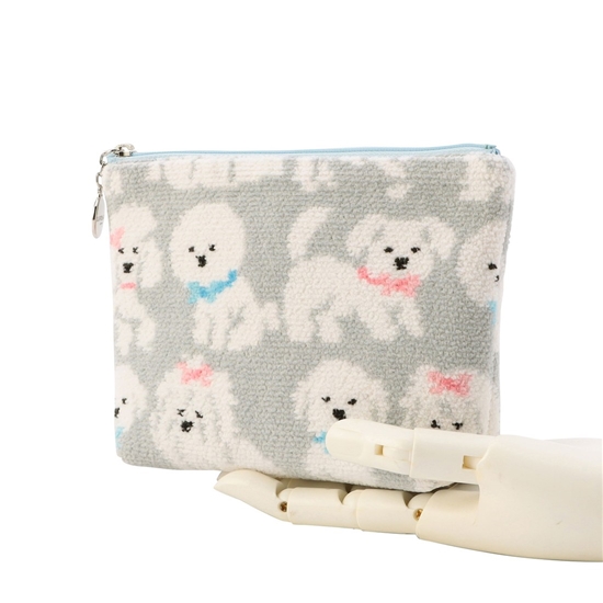 モフモフワンチャン 舟型ポーチM L/MWC-257365(シルバーグレー