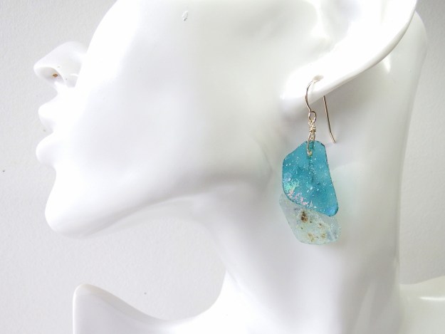 ローマングラス ピアスMF | フェルミナータのハンドメイドアクセサリー