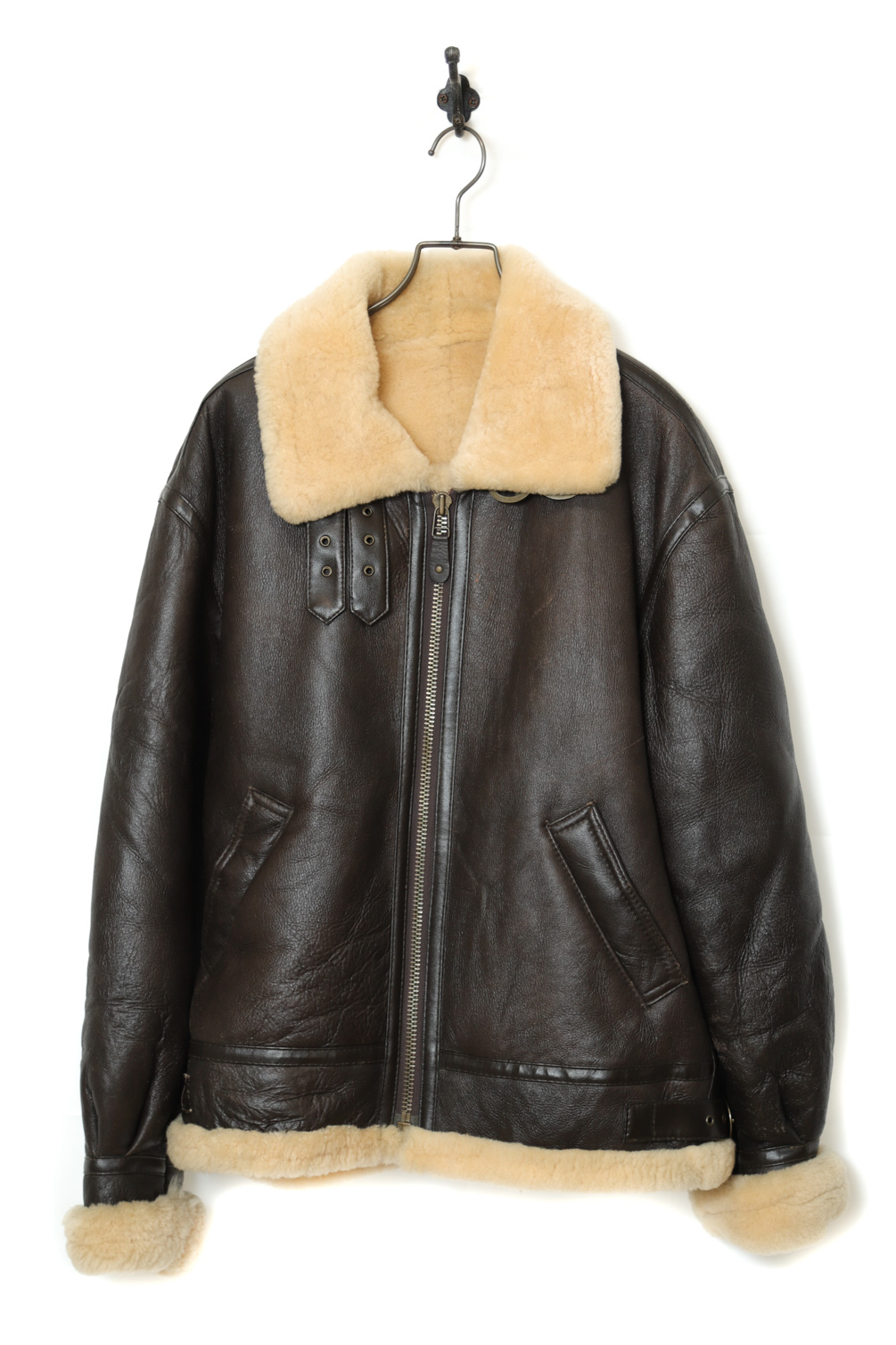 80S STUSSY B-3 MOUTON LEATHER JACKET/XXL | 古着屋FERANTRACING