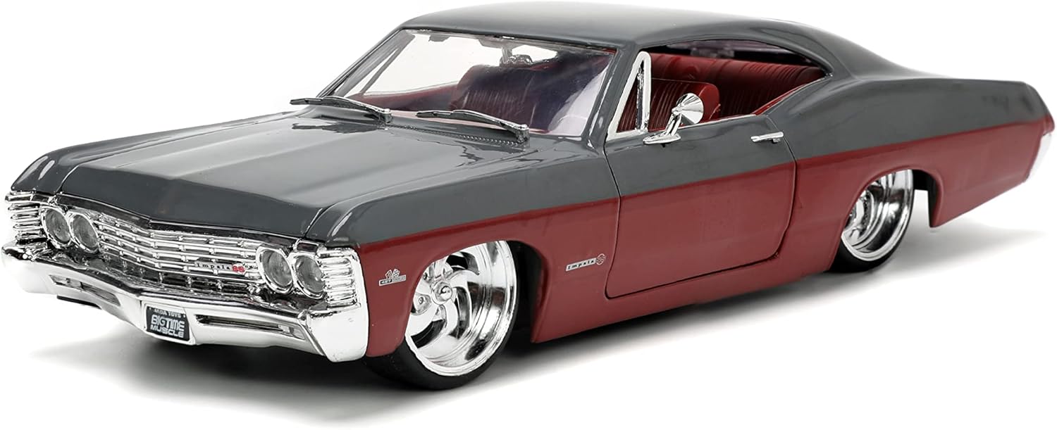 Jada Toys Big Time Muscle 1:24 1967 Chevy Impala SS Gray/Burgundy