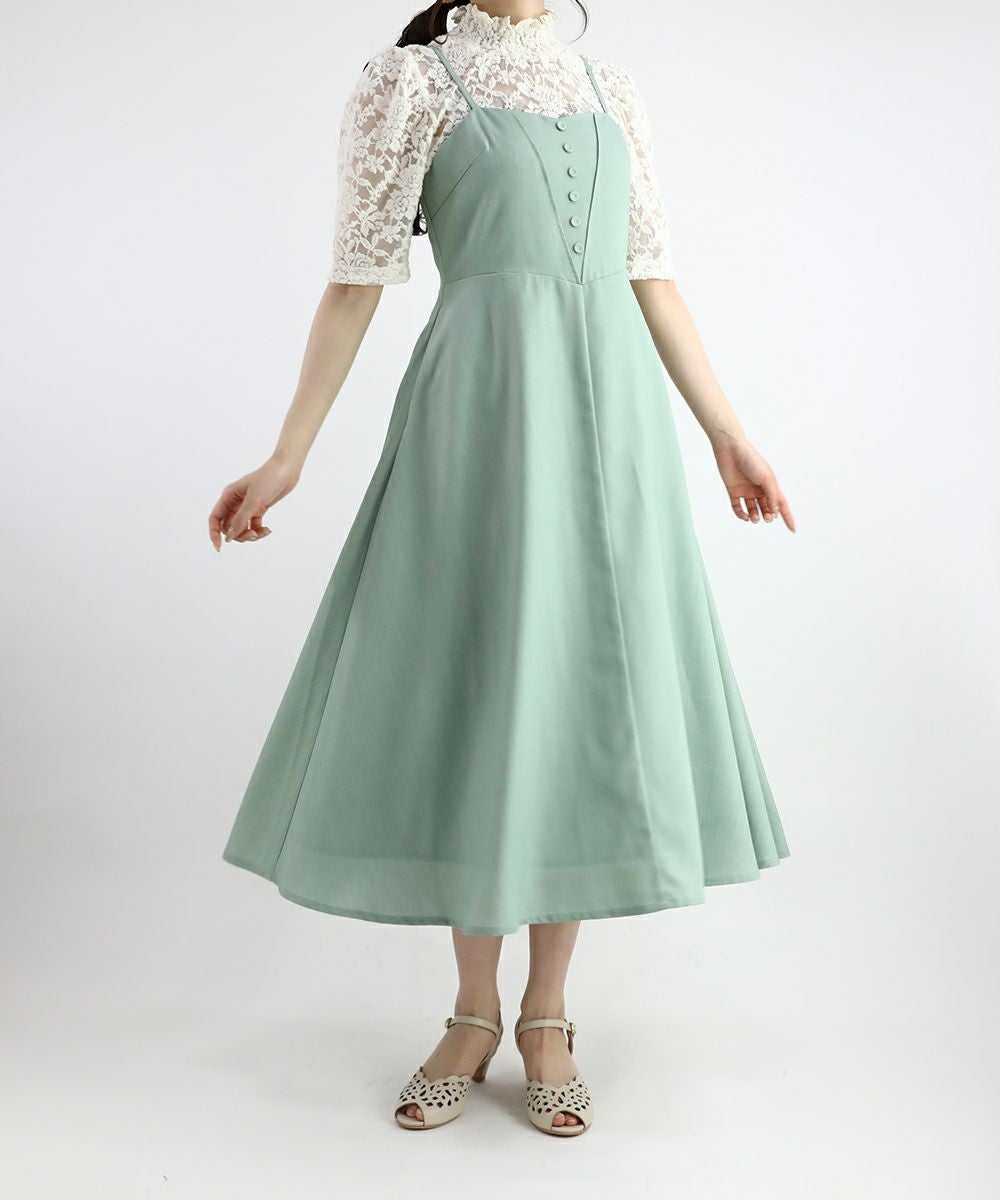 フロント釦バックレースアップキャミワンピース/an another angelus