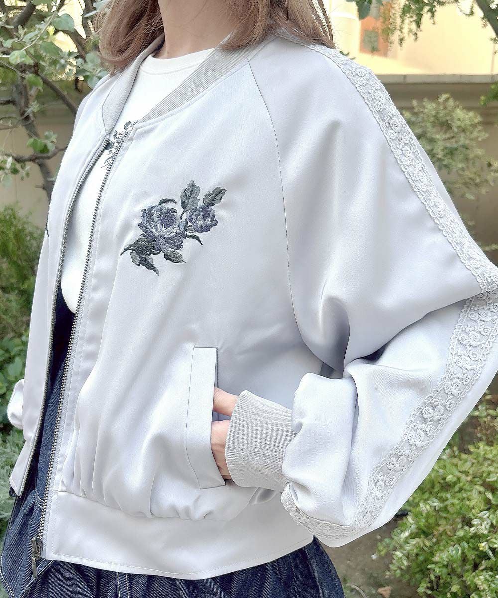 バックローズ刺繍サテンブルゾン/F i.n.t [55AD02j003] | F i.n.t公式