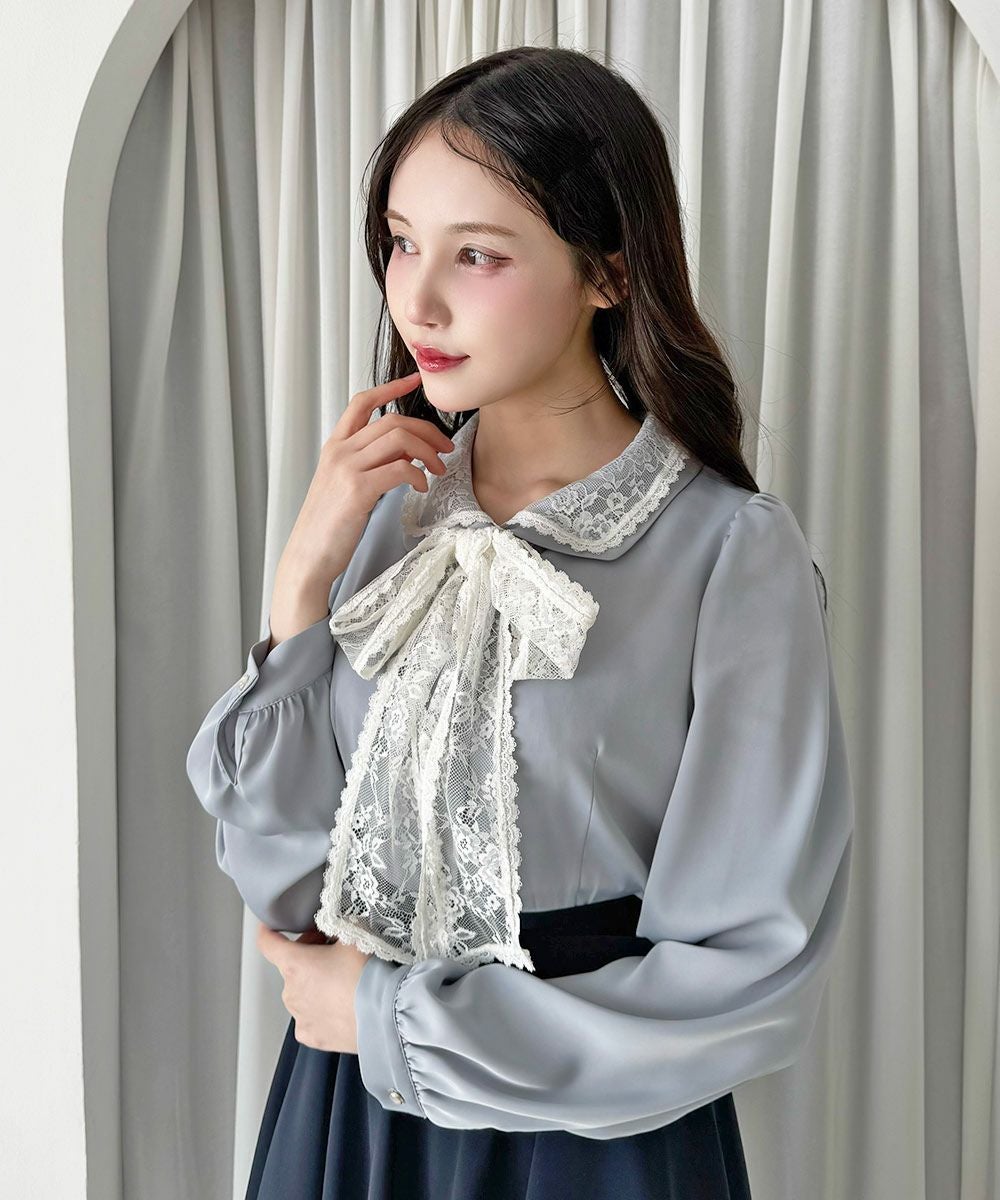 レースリボンタイ付きブラウス/an another angelus [57BF02j008] | F