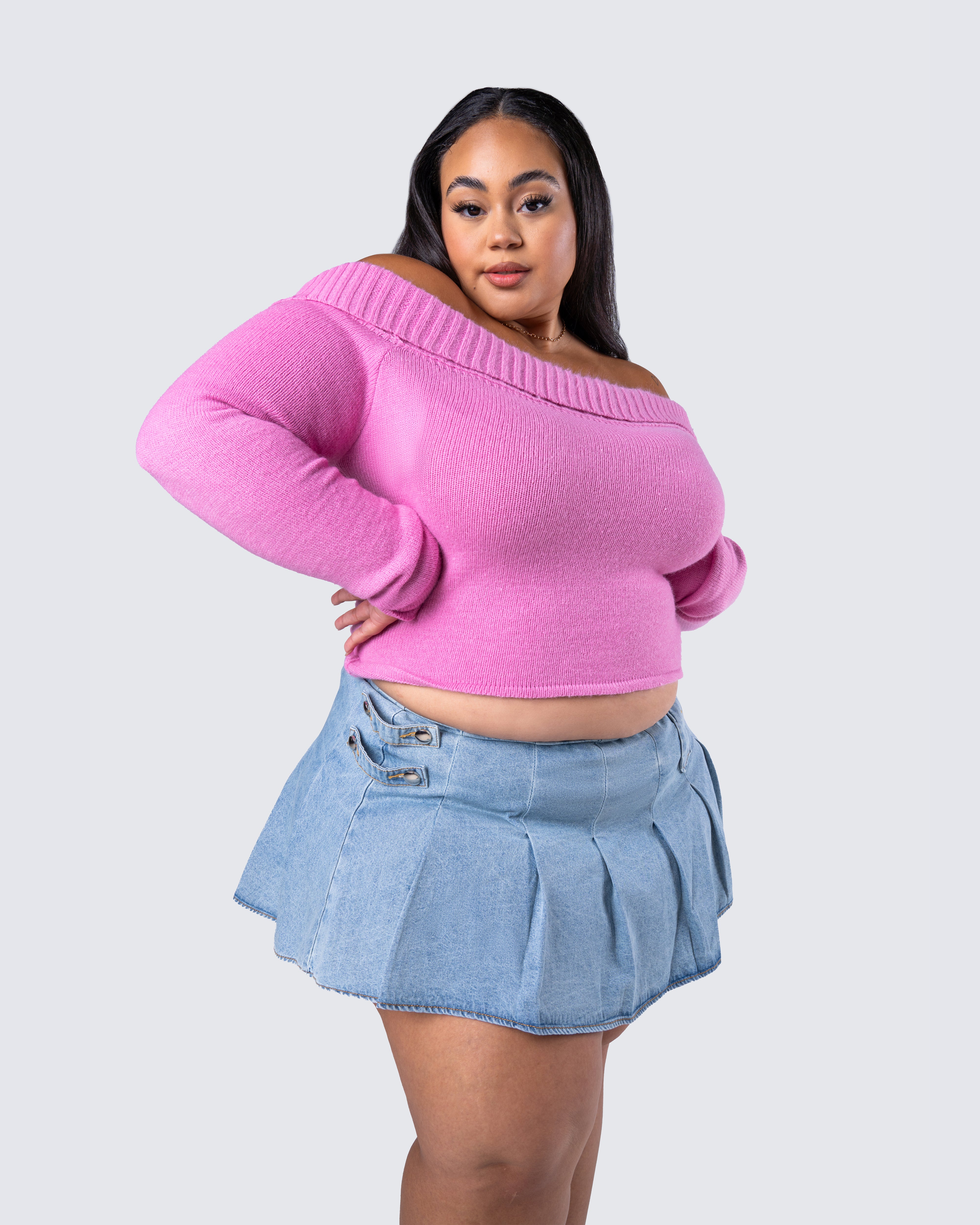 Lorraine Pink Sweater Knit Top – FINESSE