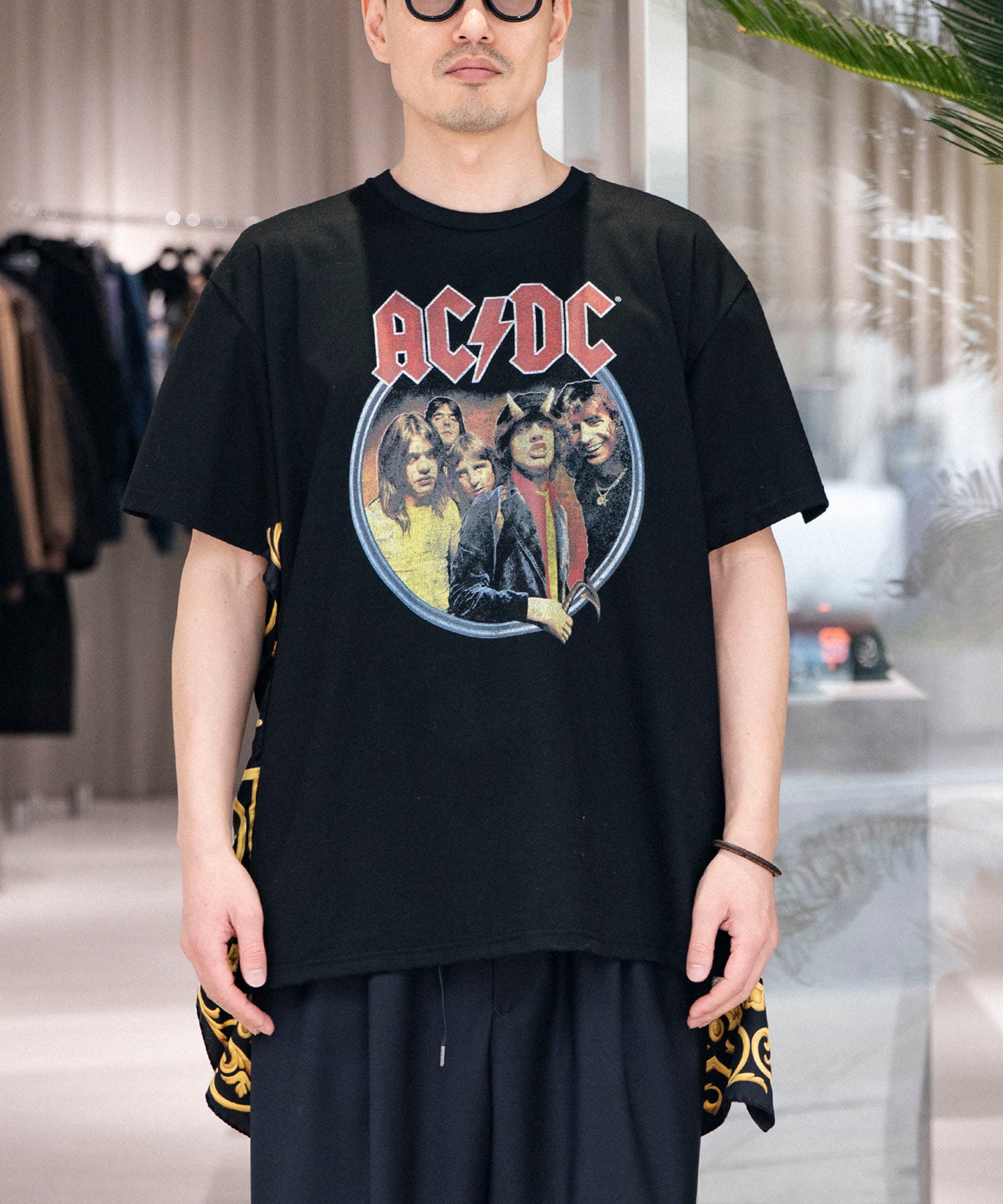 綿度詰天竺プリントAC/DC×シルクスカーフTシャツ - JUNYA WATANABE MAN
