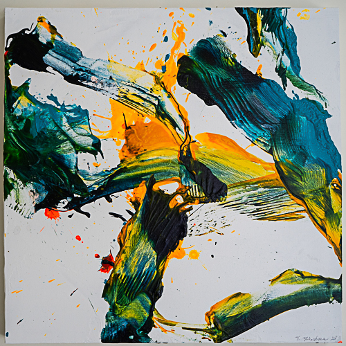 オレンジとコバルトグリーンの交差 by 横島 剛 - 絵画販売・購入