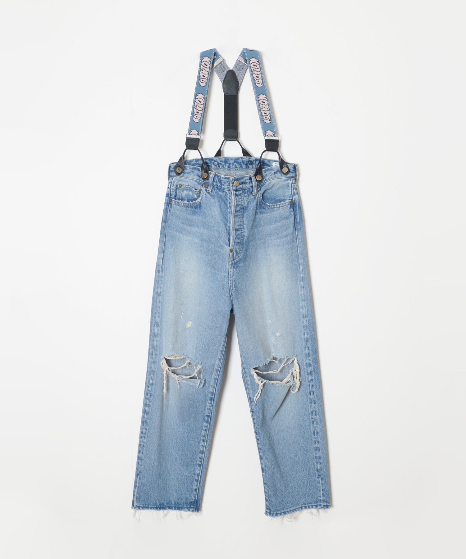 DAMAGE DENIM SUSPENDER PANTS（LIGHT INDIGO）｜HOLIDAY（ホリデイ