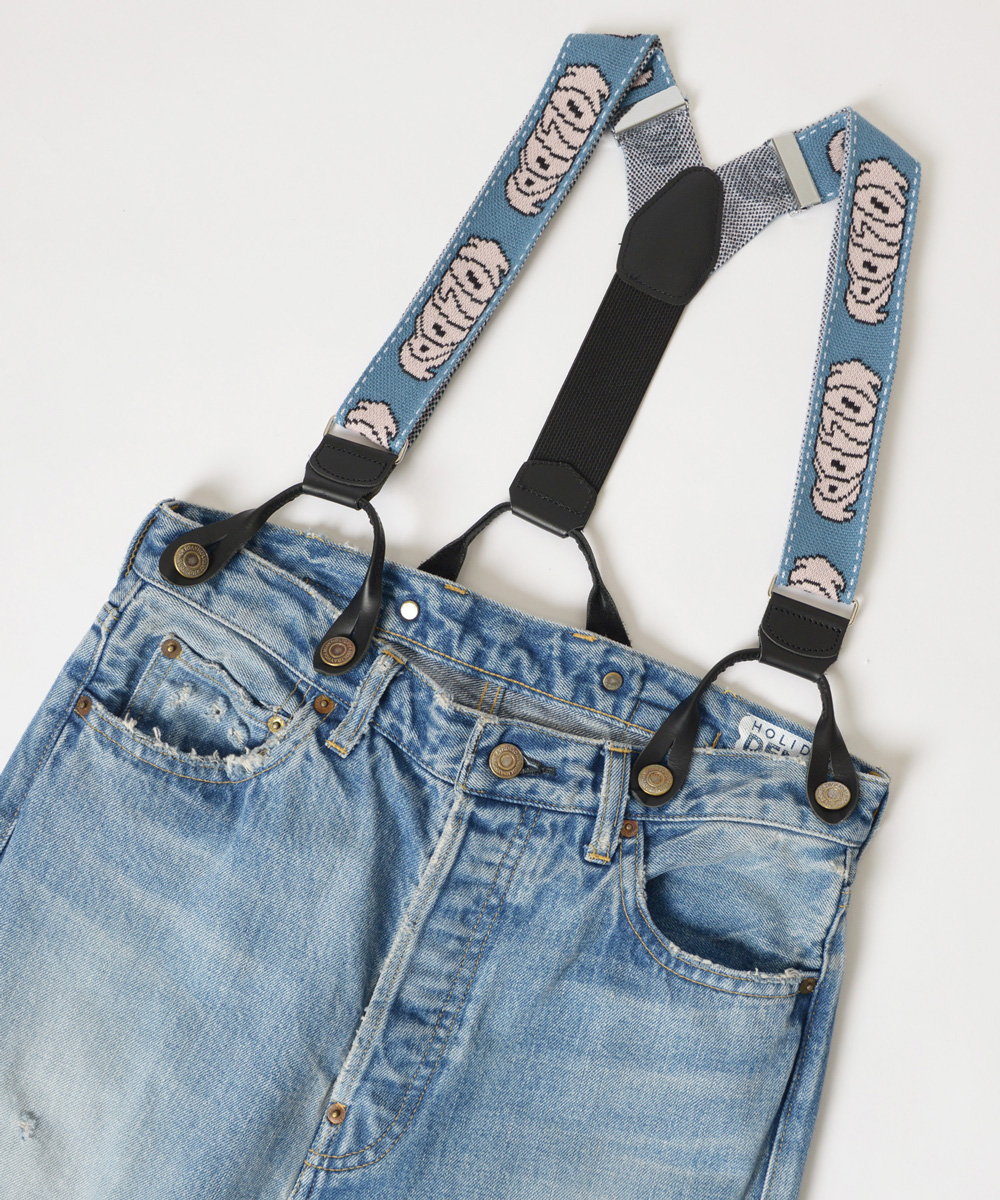 DAMAGE DENIM SUSPENDER PANTS（LIGHT INDIGO）｜HOLIDAY（ホリデイ