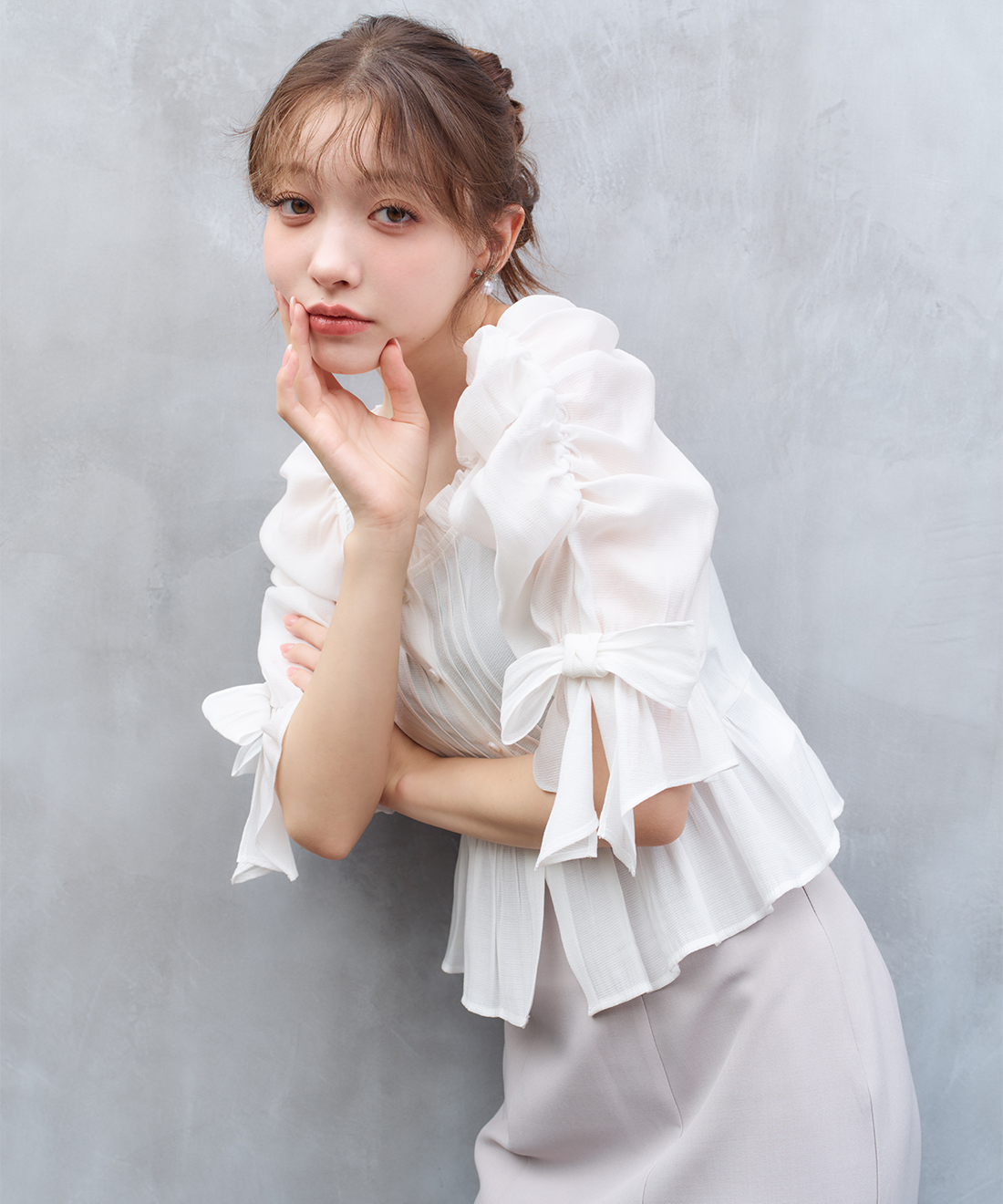 リボンスリーブピンタックブラウス｜PETAL ONLINE（ペタルオンライン）