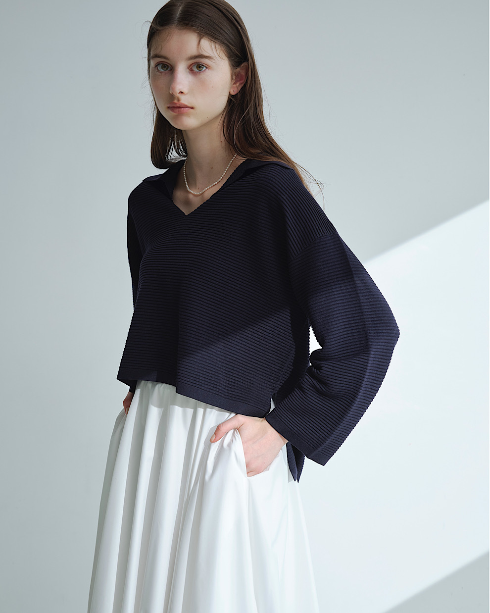 Aimeine タック編みポロニット