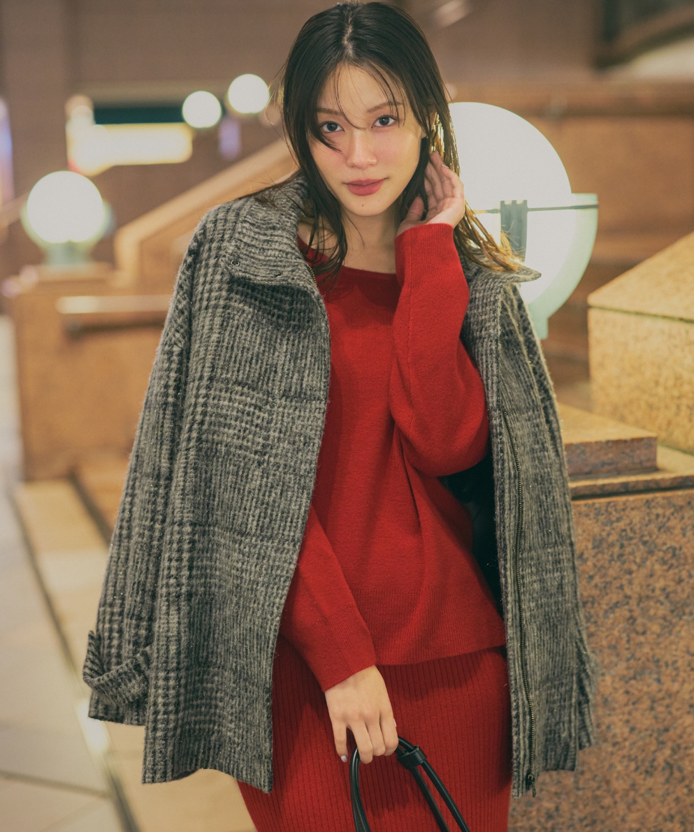 シャギーチェックスタンドジャコット｜Stola.（ストラ）公式通販サイト