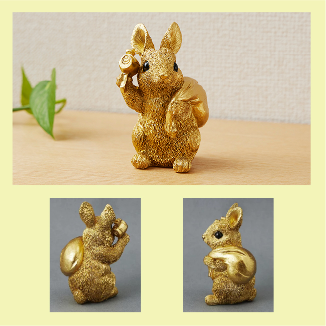 GIE-8702 金運黄金縁起物 うさぎとふくろう | 町の電気屋さんを応援