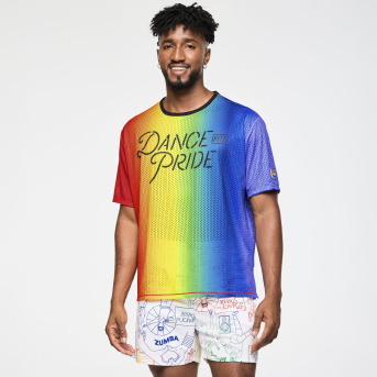 Zumba Boxy Mesh Top With Side Slits <Rainbow> | JWI OFFICIAL