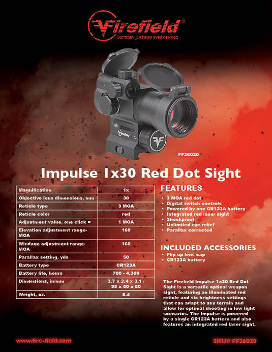 Impulse 1x30 Red Dot Sight with Red Laser – Firefield.com