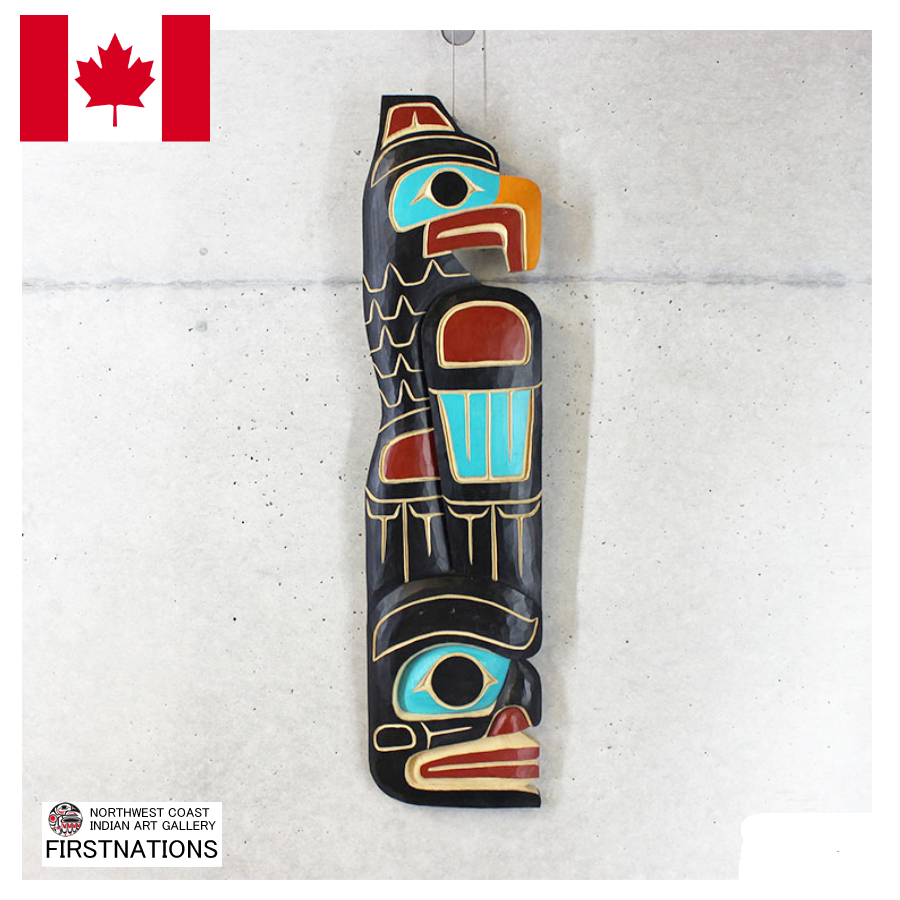 木彫刻 カービング タペストリー 壁掛け トーテムポールカナダ 先住民