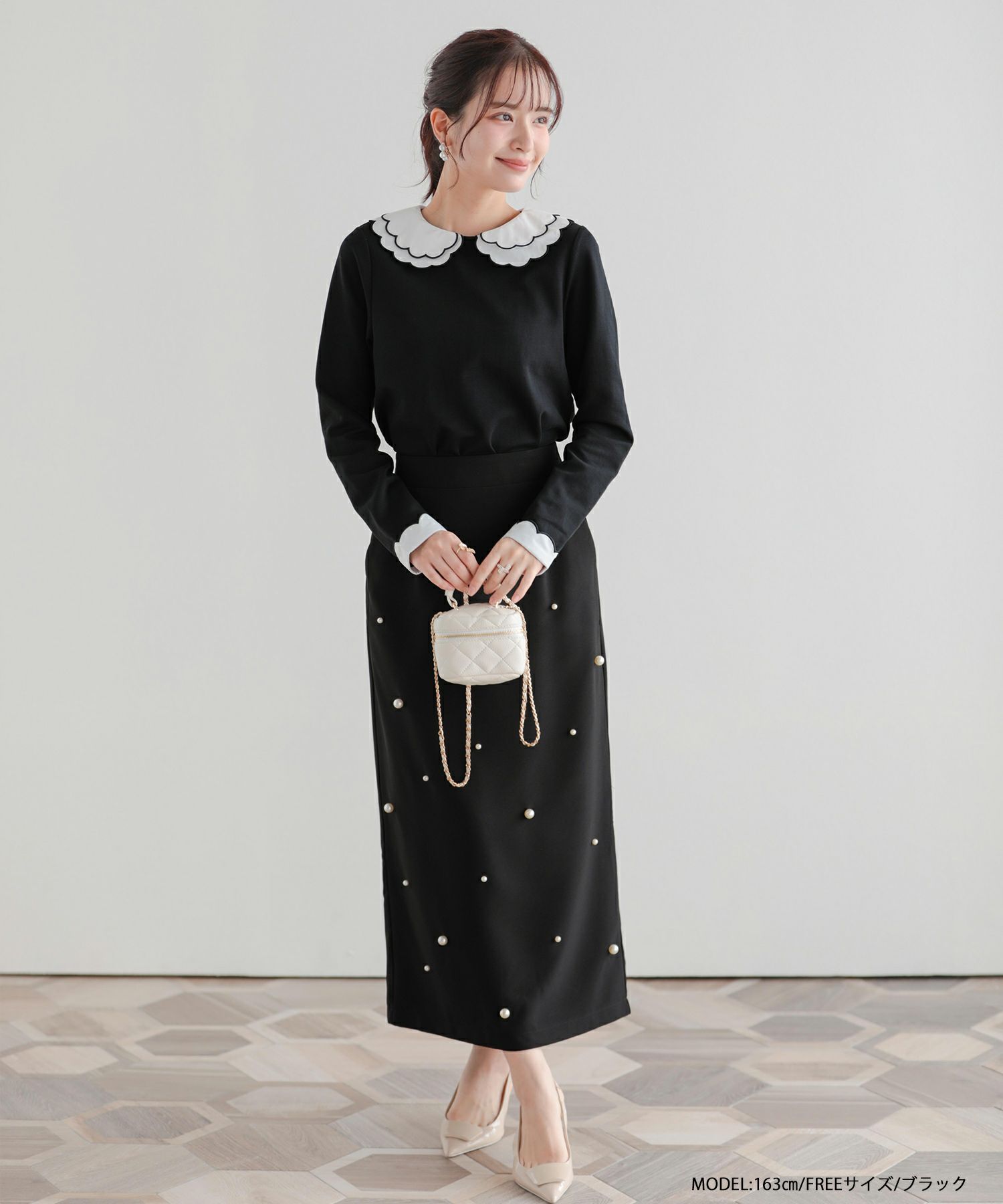 刺繍ダブルカラーレイヤードロングスリーブトップスHAPPYSET対象商品