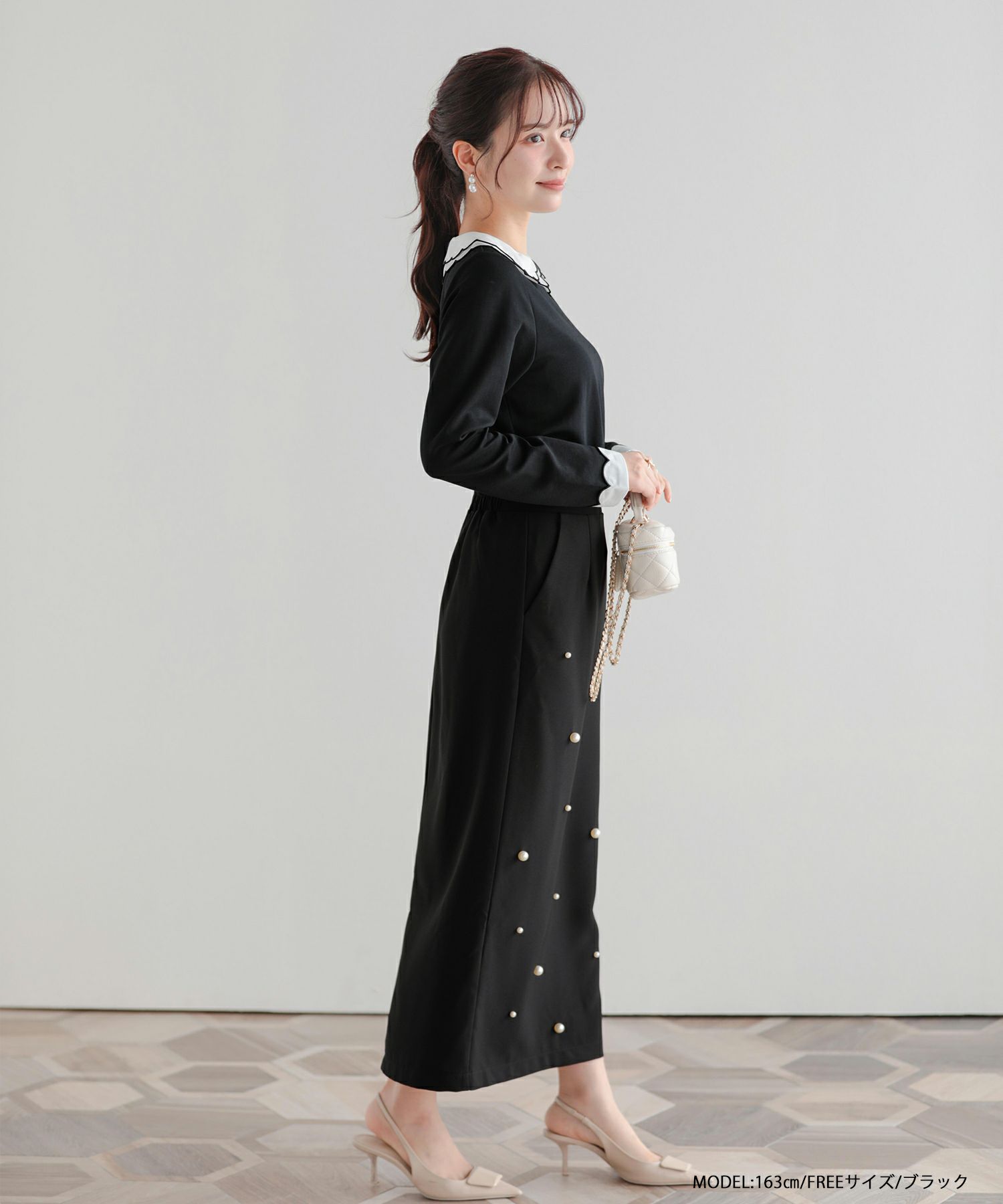 刺繍ダブルカラーレイヤードロングスリーブトップスHAPPYSET対象商品