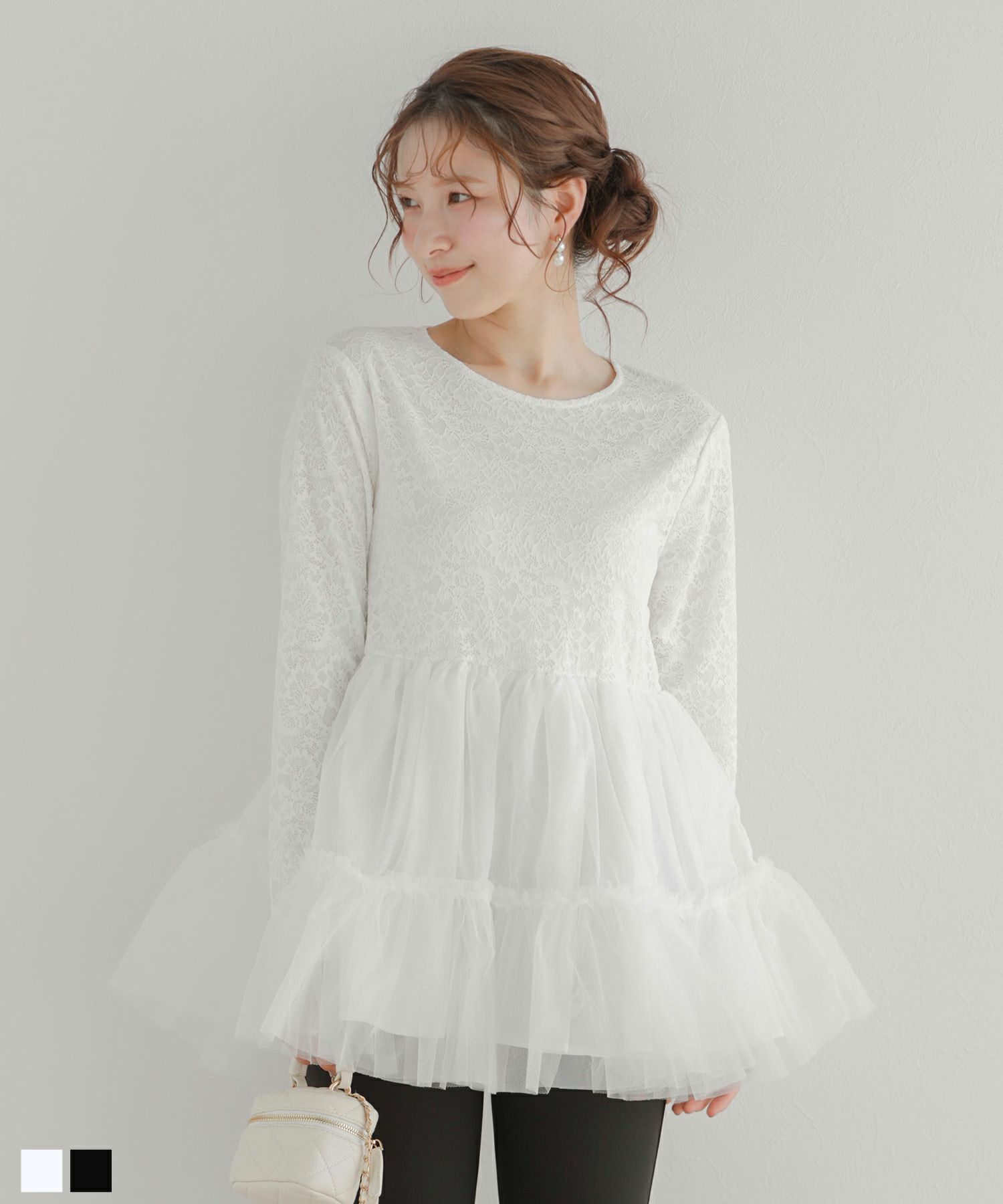 クリンクルシアーオーガンジーボリュームスリーブトップス【宅配便