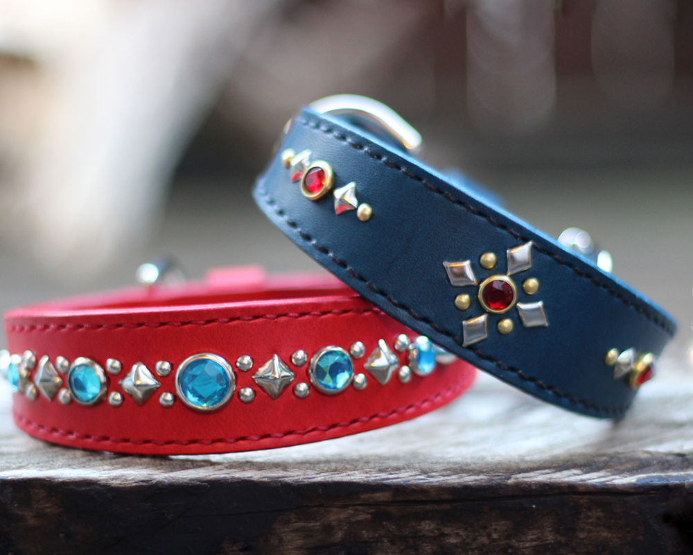 ミニチュアピンシャー BARON 最小20最大30 オーバル型首輪 赤 青 | 革