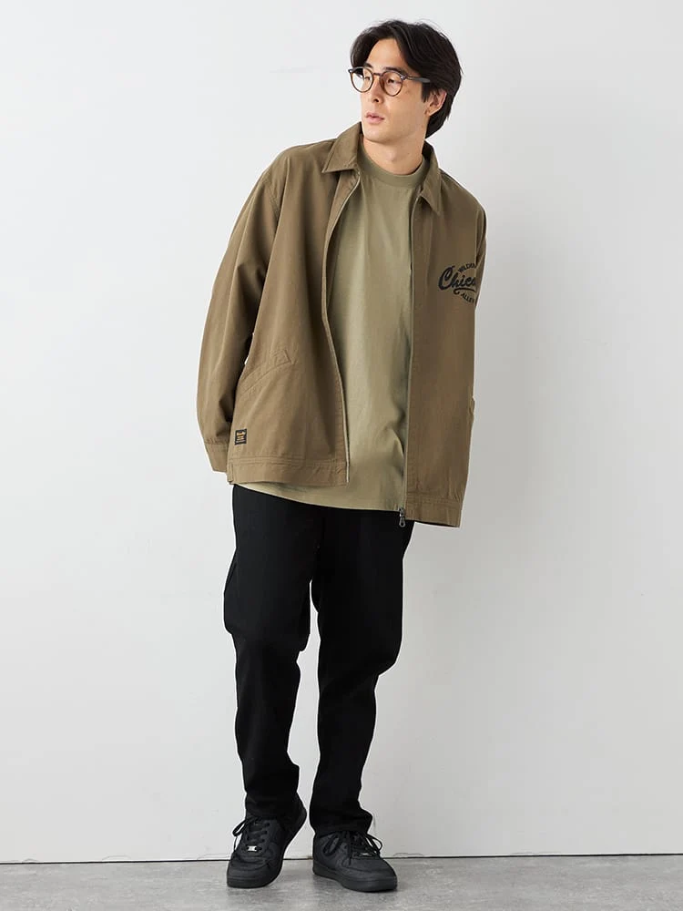 ベージュ 【WILDER&WEST】キャンバスドリズラー刺繍ブルゾン